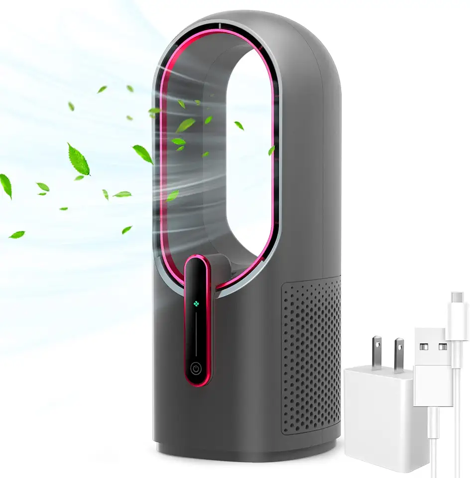 Desk Fan Bladeless, 11.8 Inch Office Fan Small, Quiet, 3...