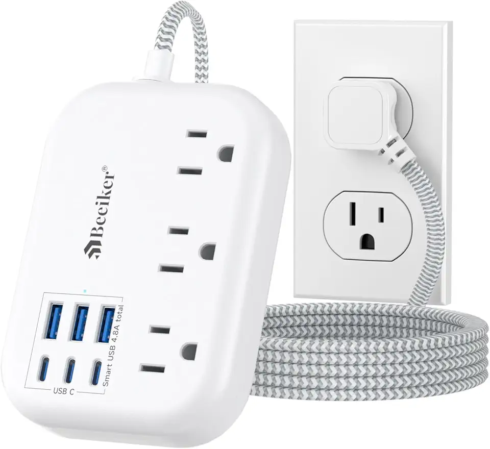 6 USB(3 USB C) Power Strip- Travel Power Strip with 6 USB...
