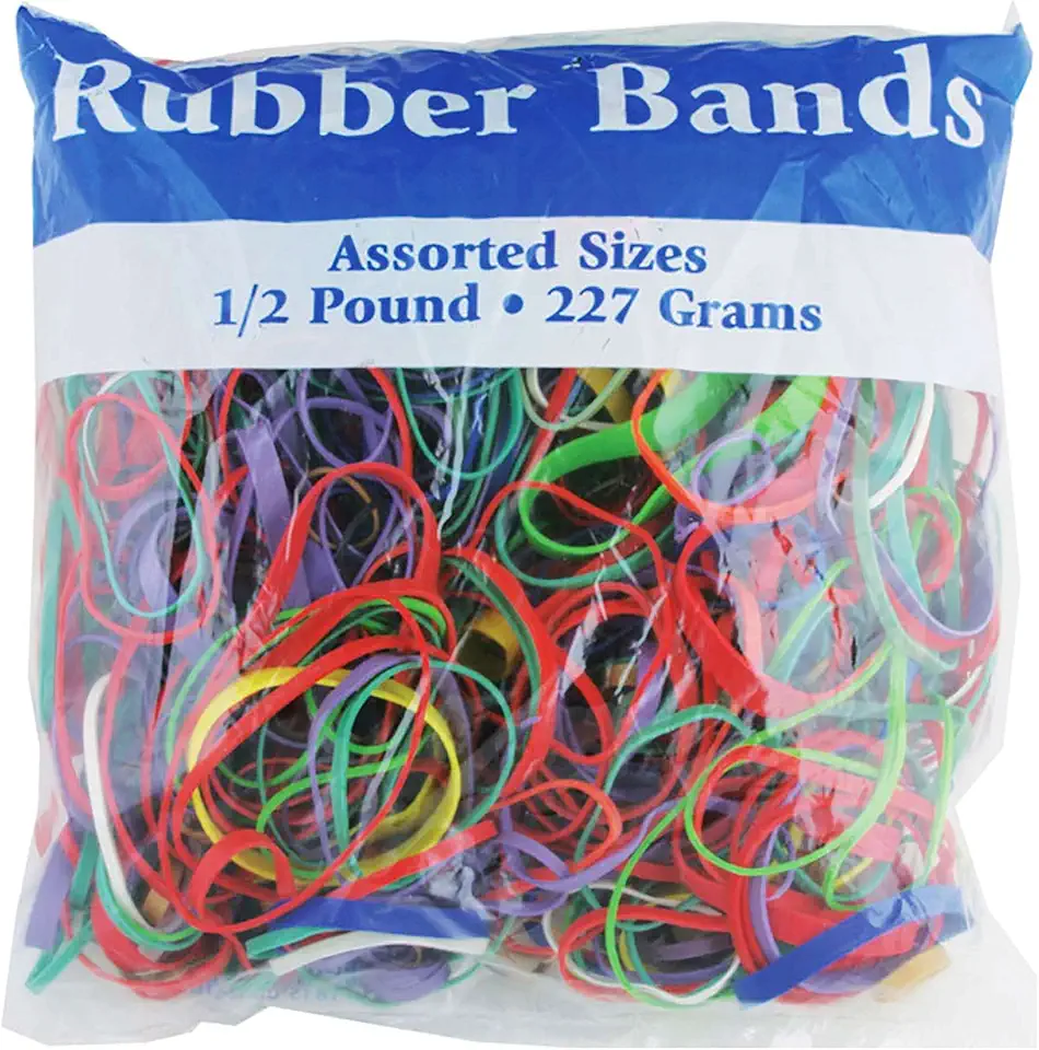 BAZIC Assorted Dimensions 227g/0.5 lbs. Rubber Bands, Multi...