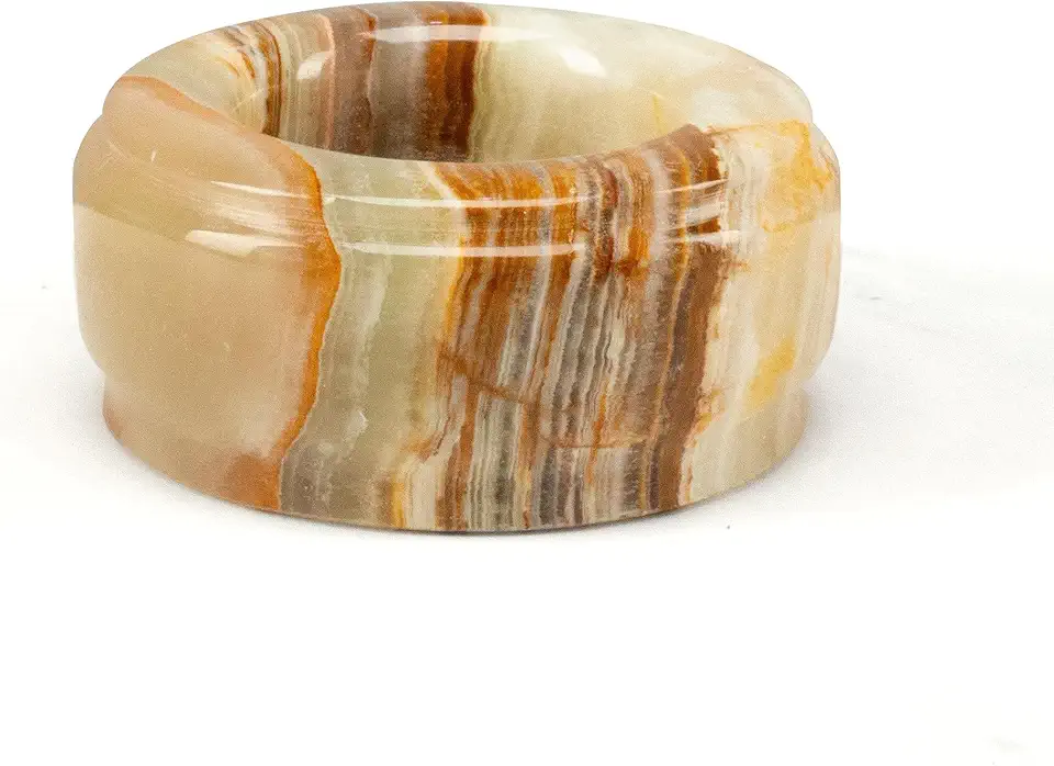 KALIFANO - 1.25” Round Green Onyx Candle Holder, Unearthed...