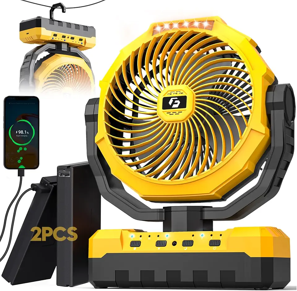 24000mAh Detachable Battery Camping Fan - 3-in-1 Portable...