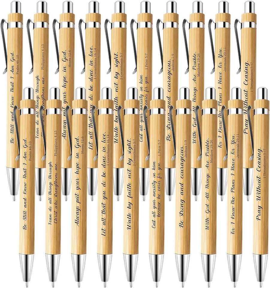 20 Pcs Bible Verse Pens Christian Gifts Bulk Bamboo...