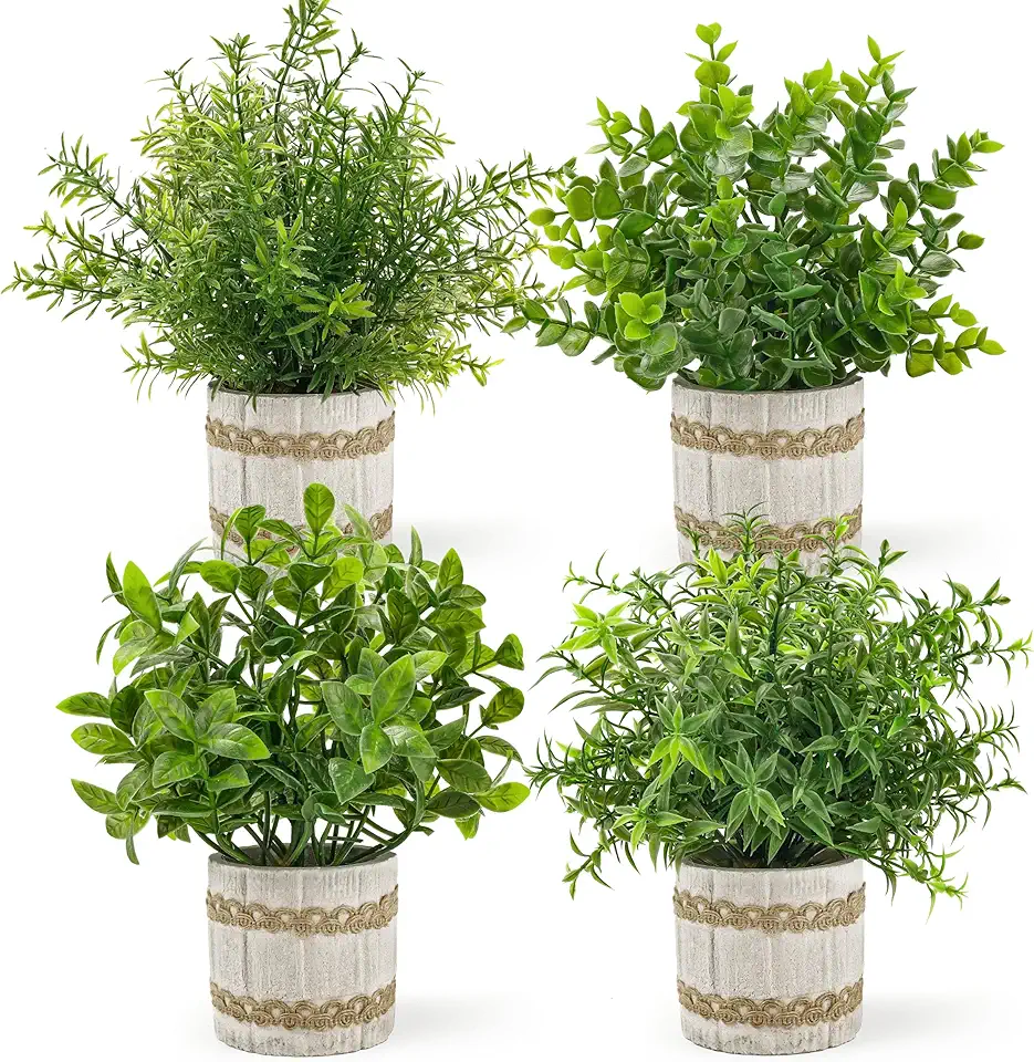 Der Rose 4 Pack Small Fake Plants Indoor Mini Artificial...